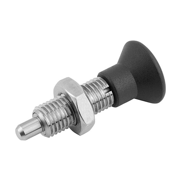 Indexing Plungers without collar, ext. locking pin, Style H, metric
